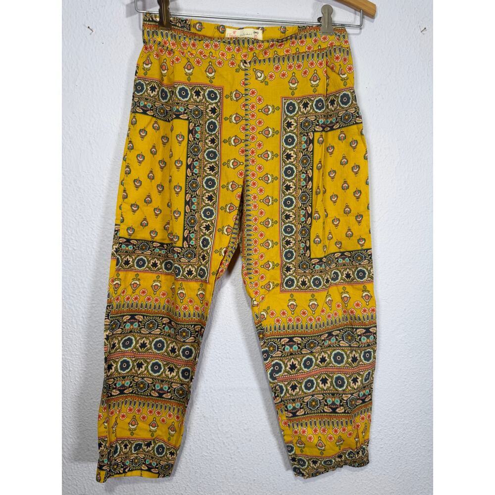 Fabula Girls Pants Mustard Yellow Boho Harem Size 10 Indie Folk Festival Hippie‎